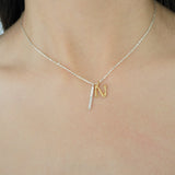 stick diamond charm necklace
