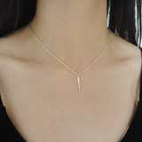 stick diamond charm necklace